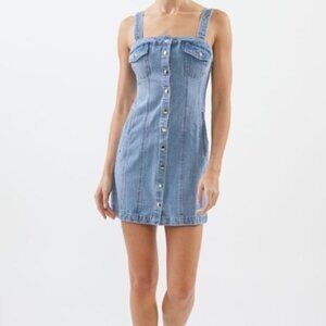 Urban Outfitters BDG Denim Mini Dress Snap Button Light wash Blue Size XS